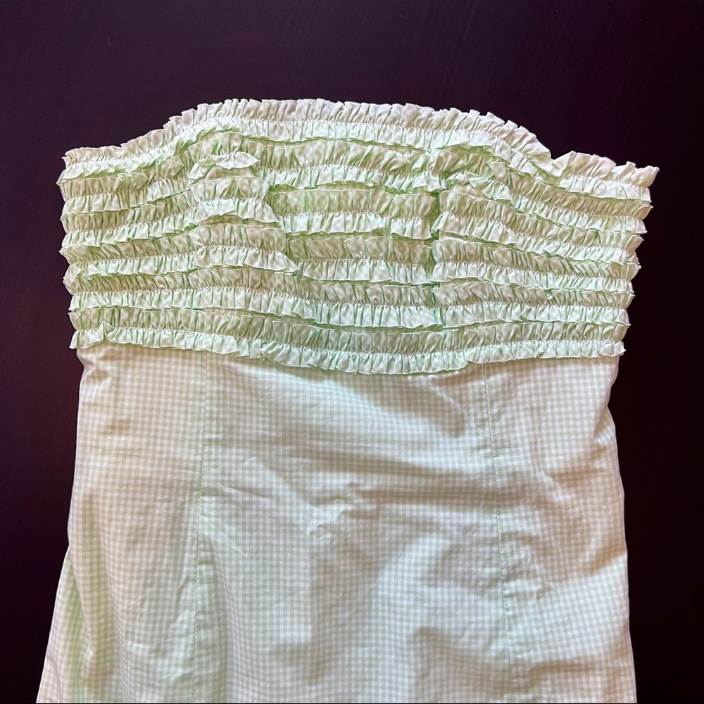 Lilly Pulitzer Green Gingham Strapless Dress